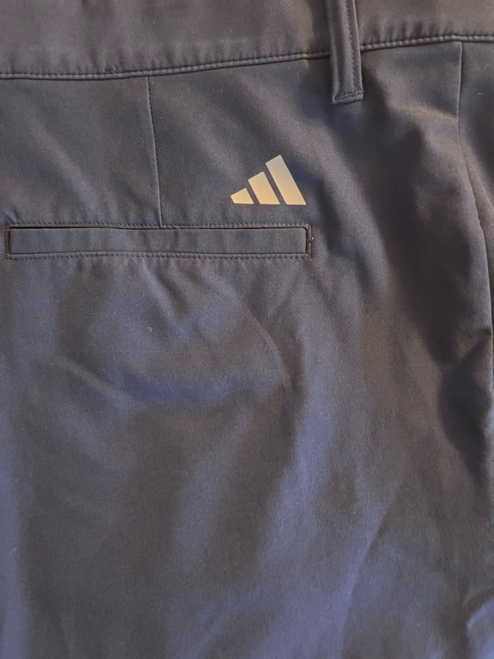 adidas Navy Athletic Shorts with Reflective Logo. For golf w/zippered pockets